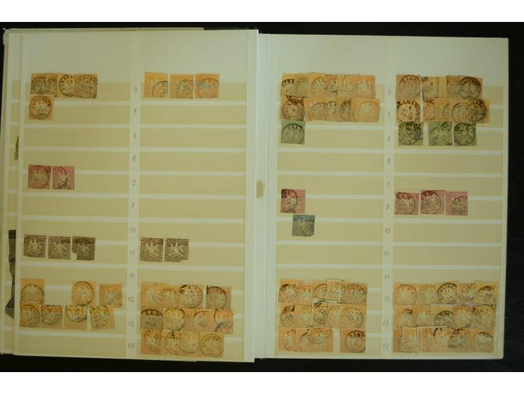1849/1945(ca.), ARBEITSMATERIAL EINES BRIEFMARKENRESTAURATORS, hochinteressanter Bestand in Steckalben und Tütchen, dabei  vi