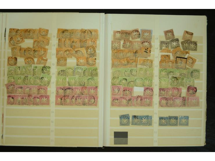 1849/1945(ca.), ARBEITSMATERIAL EINES BRIEFMARKENRESTAURATORS, hochinteressanter Bestand in Steckalben und Tütchen, dabei  vi