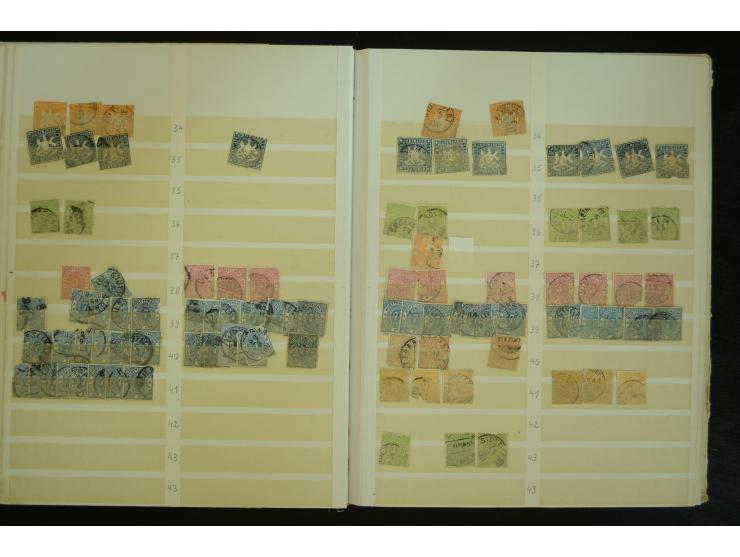 1849/1945(ca.), ARBEITSMATERIAL EINES BRIEFMARKENRESTAURATORS, hochinteressanter Bestand in Steckalben und Tütchen, dabei  vi
