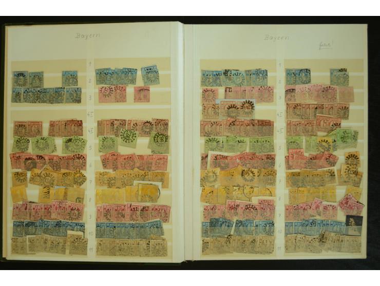 1849/1945(ca.), ARBEITSMATERIAL EINES BRIEFMARKENRESTAURATORS, hochinteressanter Bestand in Steckalben und Tütchen, dabei  vi