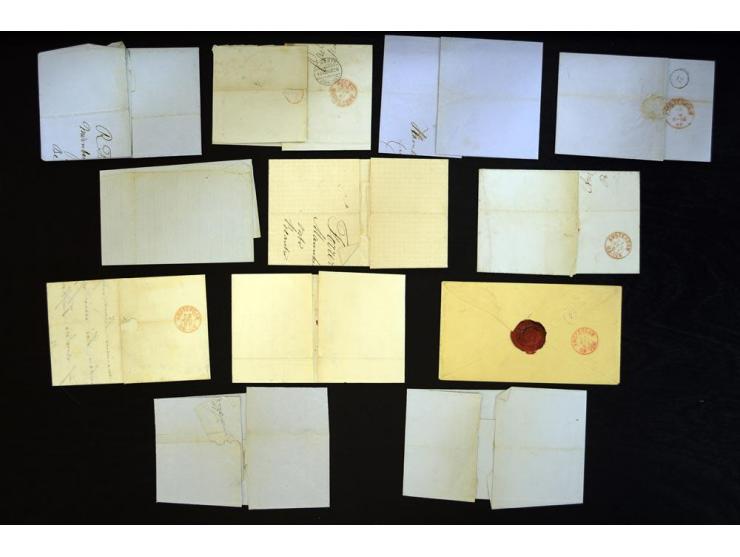 1857/74 (ca.), über 60 frankierte Briefe aus einer Firmen- und Familienkorrespondenz nach Amsterdam, dabei viele interessante