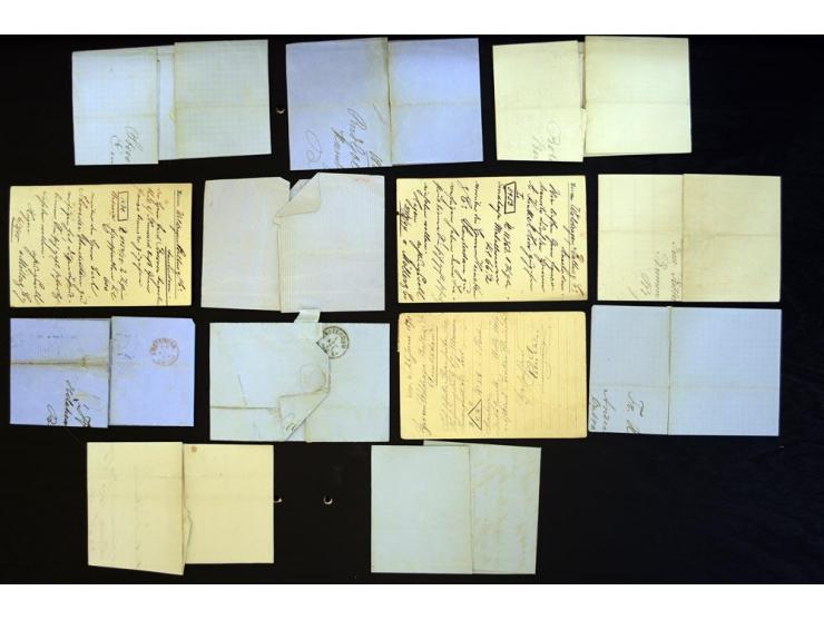 1857/74 (ca.), über 60 frankierte Briefe aus einer Firmen- und Familienkorrespondenz nach Amsterdam, dabei viele interessante