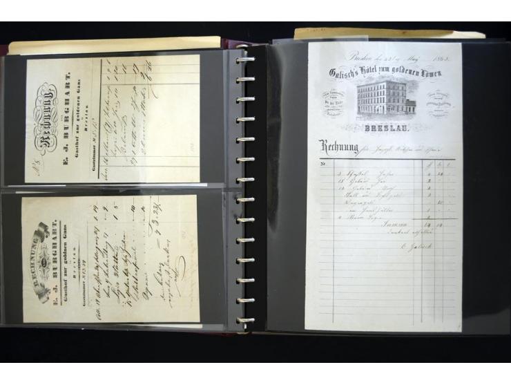 BRESLAU: 1658/1945 (ca.), umfangreiche Material-Sammlung mit hunderten von Firmenrechnungen, Quittungen, diversen Anschreiben