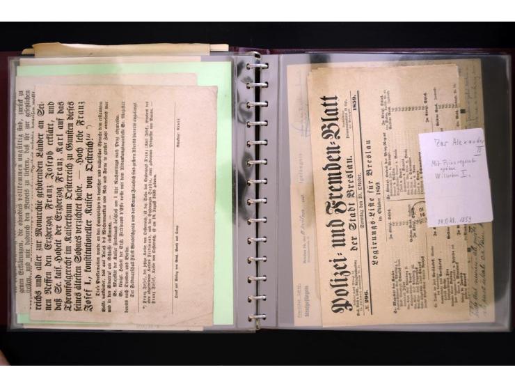 BRESLAU: 1658/1945 (ca.), umfangreiche Material-Sammlung mit hunderten von Firmenrechnungen, Quittungen, diversen Anschreiben