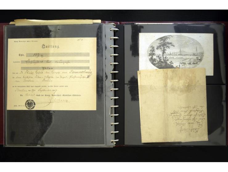BRESLAU: 1658/1945 (ca.), umfangreiche Material-Sammlung mit hunderten von Firmenrechnungen, Quittungen, diversen Anschreiben