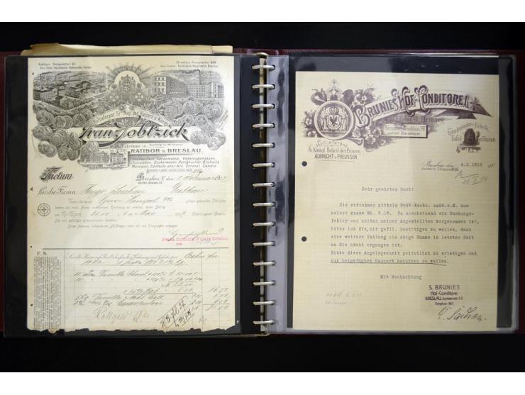 BRESLAU: 1658/1945 (ca.), umfangreiche Material-Sammlung mit hunderten von Firmenrechnungen, Quittungen, diversen Anschreiben