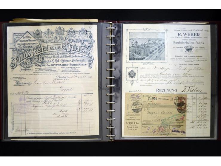 BRESLAU: 1658/1945 (ca.), umfangreiche Material-Sammlung mit hunderten von Firmenrechnungen, Quittungen, diversen Anschreiben