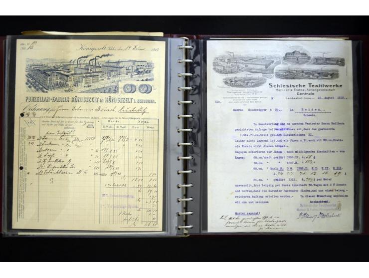 BRESLAU: 1658/1945 (ca.), umfangreiche Material-Sammlung mit hunderten von Firmenrechnungen, Quittungen, diversen Anschreiben