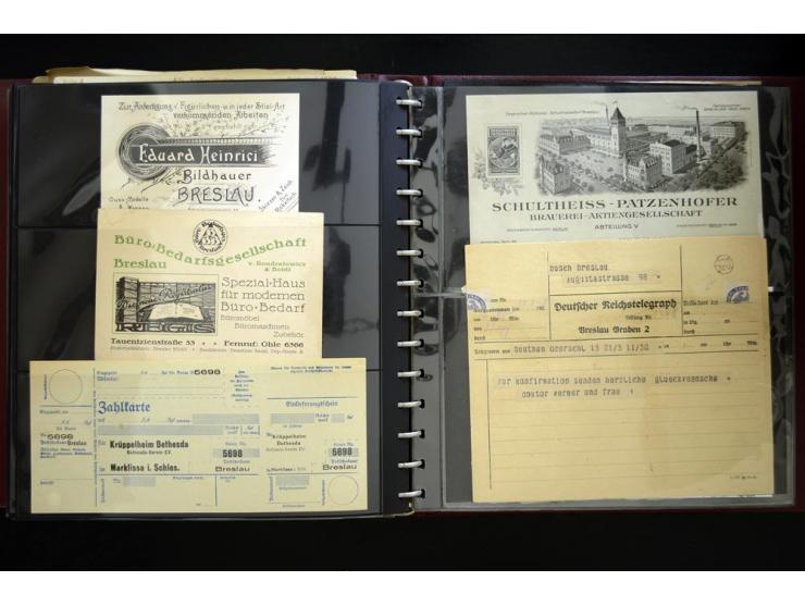 BRESLAU: 1658/1945 (ca.), umfangreiche Material-Sammlung mit hunderten von Firmenrechnungen, Quittungen, diversen Anschreiben