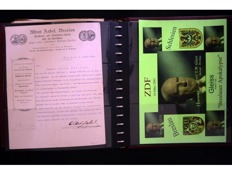 BRESLAU: 1658/1945 (ca.), umfangreiche Material-Sammlung mit hunderten von Firmenrechnungen, Quittungen, diversen Anschreiben