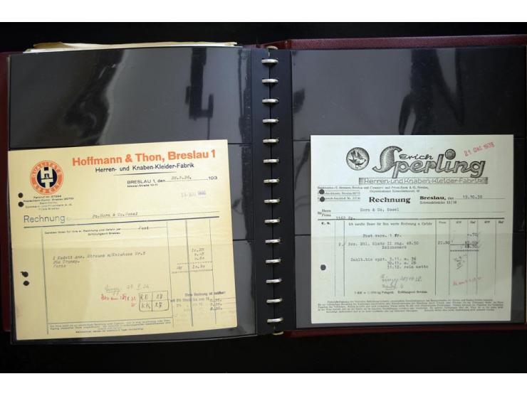 BRESLAU: 1658/1945 (ca.), umfangreiche Material-Sammlung mit hunderten von Firmenrechnungen, Quittungen, diversen Anschreiben