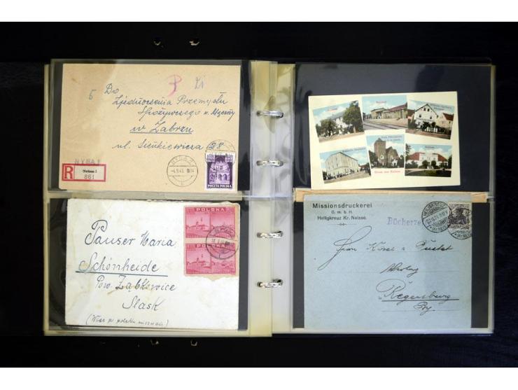 LANDKREIS NEISSE: 1829/1946, Sammlung mit vielen Ansichtskarten mit besseren und einigen Stempeln-Belegen ab Vorphila, dabei 