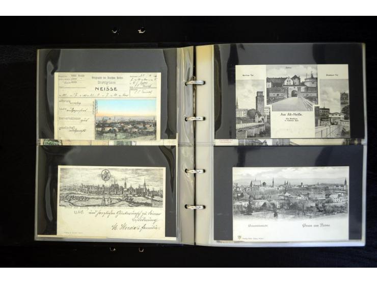 LANDKREIS NEISSE: 1829/1946, Sammlung mit vielen Ansichtskarten mit besseren und einigen Stempeln-Belegen ab Vorphila, dabei 