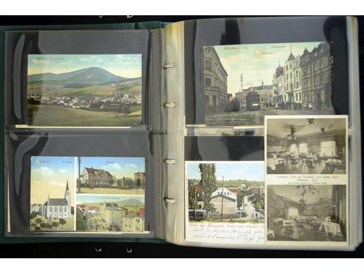 LANKREIS WALDENBURG: 1840/1945, umfangreiche Sammlung mit sehr vielen Ansichtskarten und Stempel-Belegen, dabei Litho-Karten 