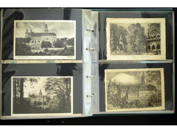 LANKREIS WALDENBURG: 1840/1945, umfangreiche Sammlung mit sehr vielen Ansichtskarten und Stempel-Belegen, dabei Litho-Karten 
