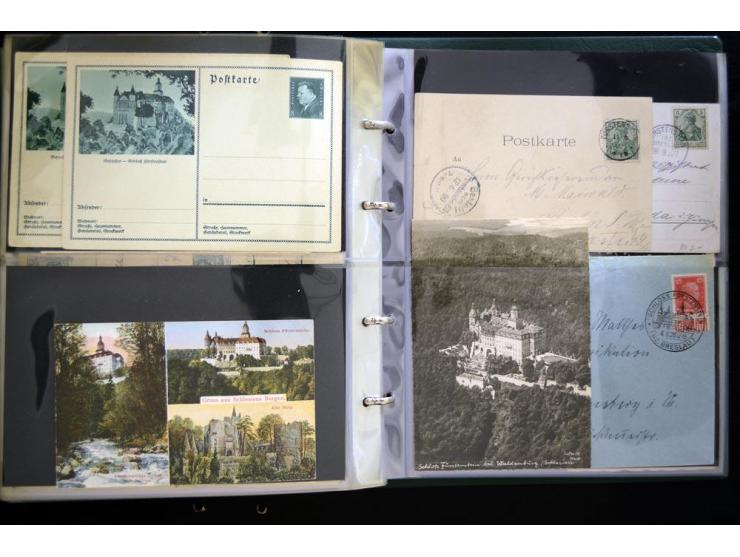 LANKREIS WALDENBURG: 1840/1945, umfangreiche Sammlung mit sehr vielen Ansichtskarten und Stempel-Belegen, dabei Litho-Karten 