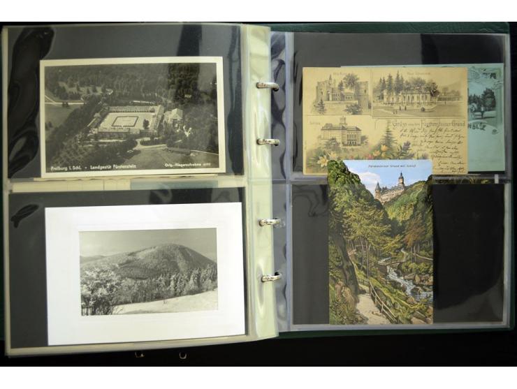 LANKREIS WALDENBURG: 1840/1945, umfangreiche Sammlung mit sehr vielen Ansichtskarten und Stempel-Belegen, dabei Litho-Karten 