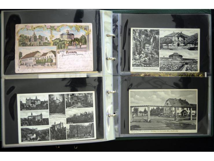LANKREIS WALDENBURG: 1840/1945, umfangreiche Sammlung mit sehr vielen Ansichtskarten und Stempel-Belegen, dabei Litho-Karten 