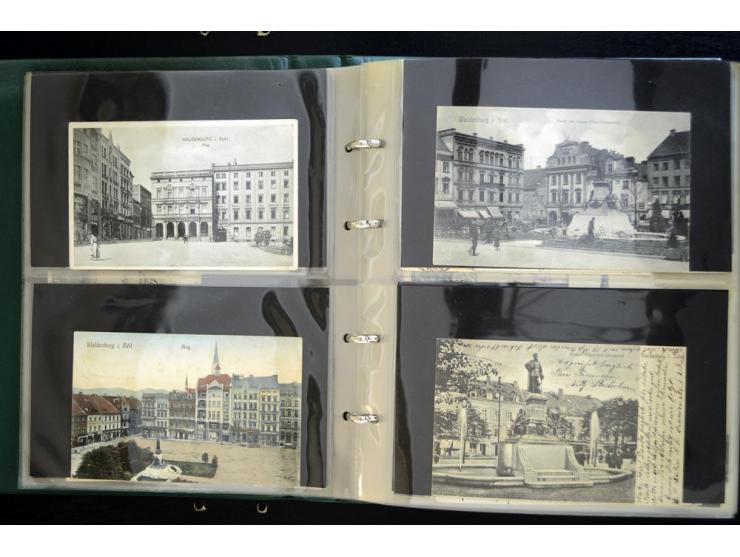 LANKREIS WALDENBURG: 1840/1945, umfangreiche Sammlung mit sehr vielen Ansichtskarten und Stempel-Belegen, dabei Litho-Karten 