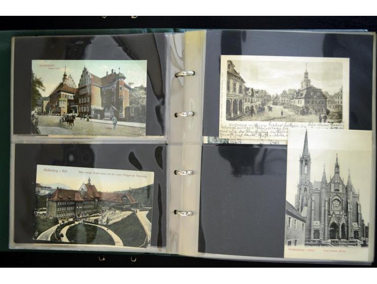 LANKREIS WALDENBURG: 1840/1945, umfangreiche Sammlung mit sehr vielen Ansichtskarten und Stempel-Belegen, dabei Litho-Karten 