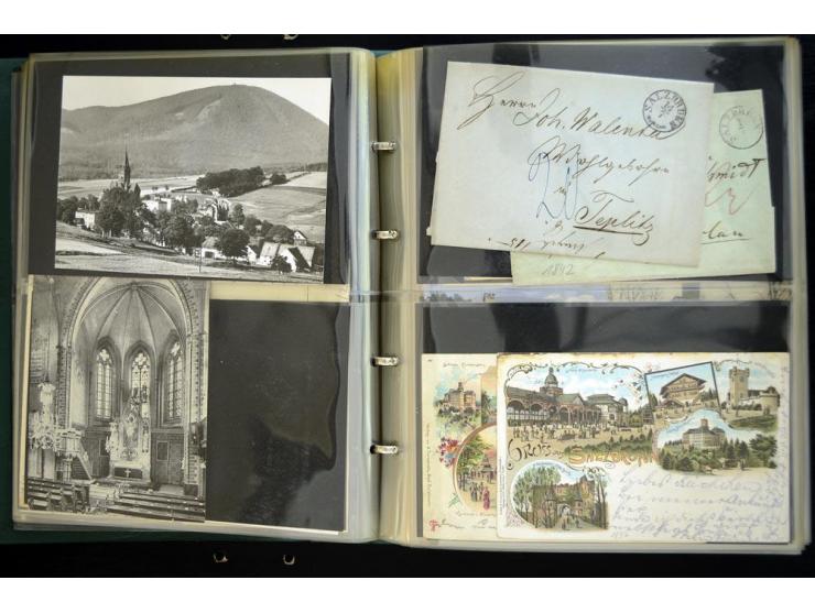 LANKREIS WALDENBURG: 1840/1945, umfangreiche Sammlung mit sehr vielen Ansichtskarten und Stempel-Belegen, dabei Litho-Karten 