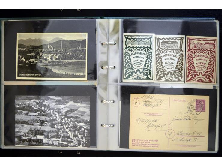 LANKREIS WALDENBURG: 1840/1945, umfangreiche Sammlung mit sehr vielen Ansichtskarten und Stempel-Belegen, dabei Litho-Karten 