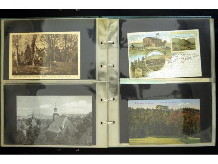 LANKREIS WALDENBURG: 1840/1945, umfangreiche Sammlung mit sehr vielen Ansichtskarten und Stempel-Belegen, dabei Litho-Karten 
