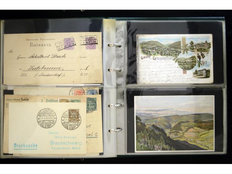 LANKREIS WALDENBURG: 1840/1945, umfangreiche Sammlung mit sehr vielen Ansichtskarten und Stempel-Belegen, dabei Litho-Karten 