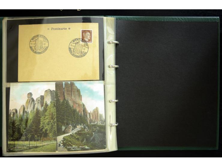 LANKREIS WALDENBURG: 1840/1945, umfangreiche Sammlung mit sehr vielen Ansichtskarten und Stempel-Belegen, dabei Litho-Karten 