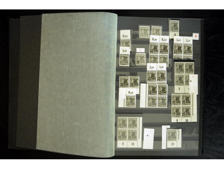 1948/90, postfrische Spezialsammlung, fast ausschließlich Rand- und vor allem Eckrandstücke, dabei auch Paare und 4er-Blocks,