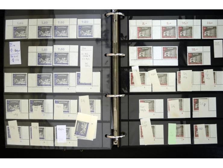 1948/90, postfrische Spezialsammlung, fast ausschließlich Rand- und vor allem Eckrandstücke, dabei auch Paare und 4er-Blocks,