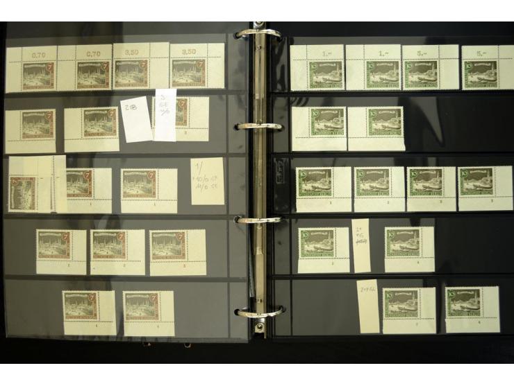 1948/90, postfrische Spezialsammlung, fast ausschließlich Rand- und vor allem Eckrandstücke, dabei auch Paare und 4er-Blocks,