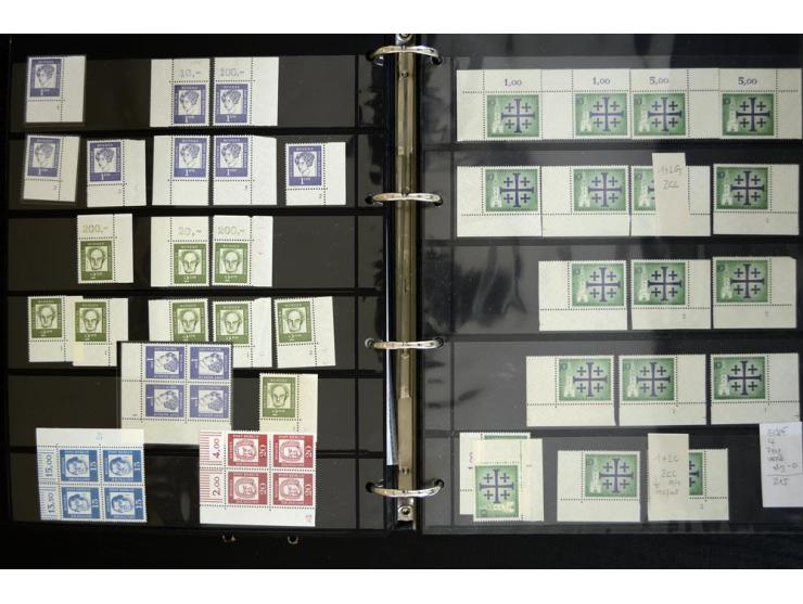 1948/90, postfrische Spezialsammlung, fast ausschließlich Rand- und vor allem Eckrandstücke, dabei auch Paare und 4er-Blocks,