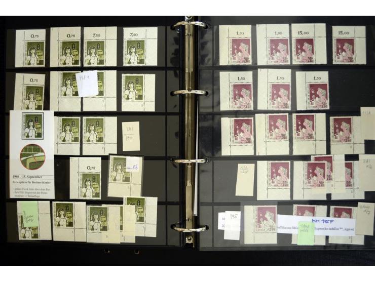 1948/90, postfrische Spezialsammlung, fast ausschließlich Rand- und vor allem Eckrandstücke, dabei auch Paare und 4er-Blocks,