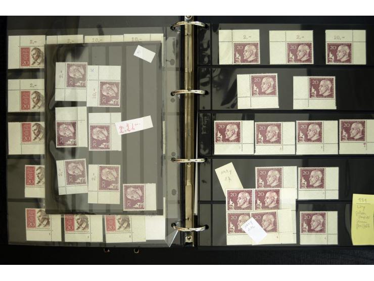 1948/90, postfrische Spezialsammlung, fast ausschließlich Rand- und vor allem Eckrandstücke, dabei auch Paare und 4er-Blocks,