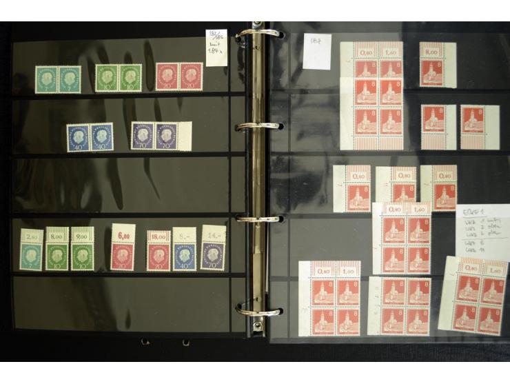 1948/90, postfrische Spezialsammlung, fast ausschließlich Rand- und vor allem Eckrandstücke, dabei auch Paare und 4er-Blocks,