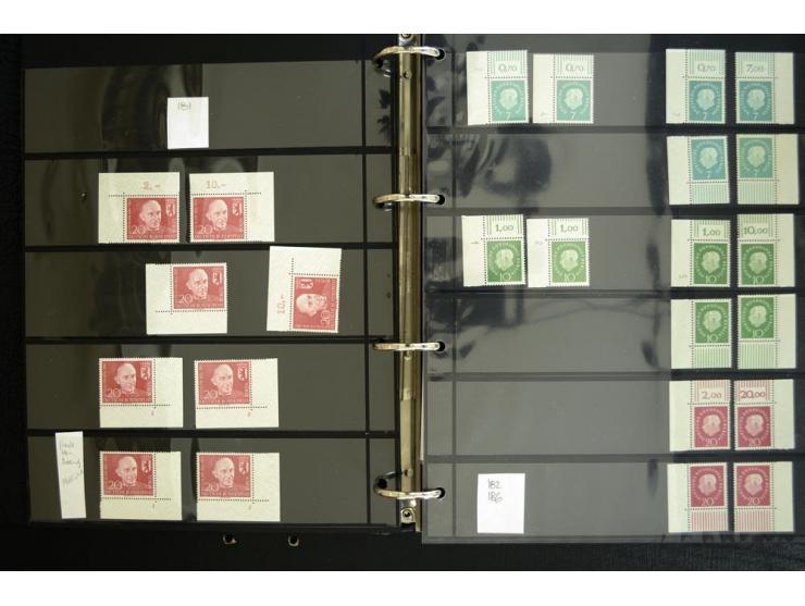 1948/90, postfrische Spezialsammlung, fast ausschließlich Rand- und vor allem Eckrandstücke, dabei auch Paare und 4er-Blocks,
