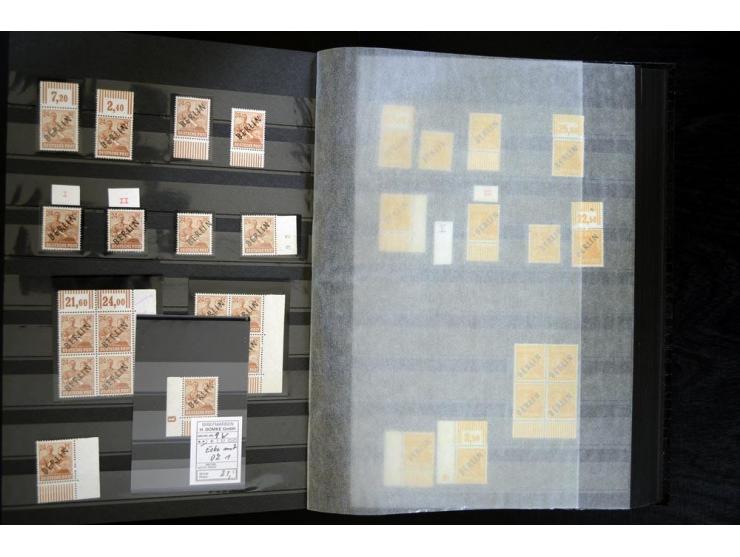 1948/90, postfrische Spezialsammlung, fast ausschließlich Rand- und vor allem Eckrandstücke, dabei auch Paare und 4er-Blocks,