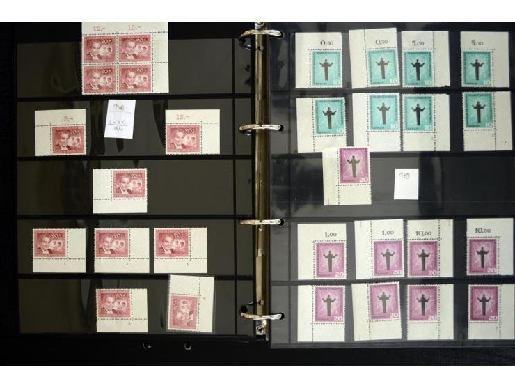 1948/90, postfrische Spezialsammlung, fast ausschließlich Rand- und vor allem Eckrandstücke, dabei auch Paare und 4er-Blocks,