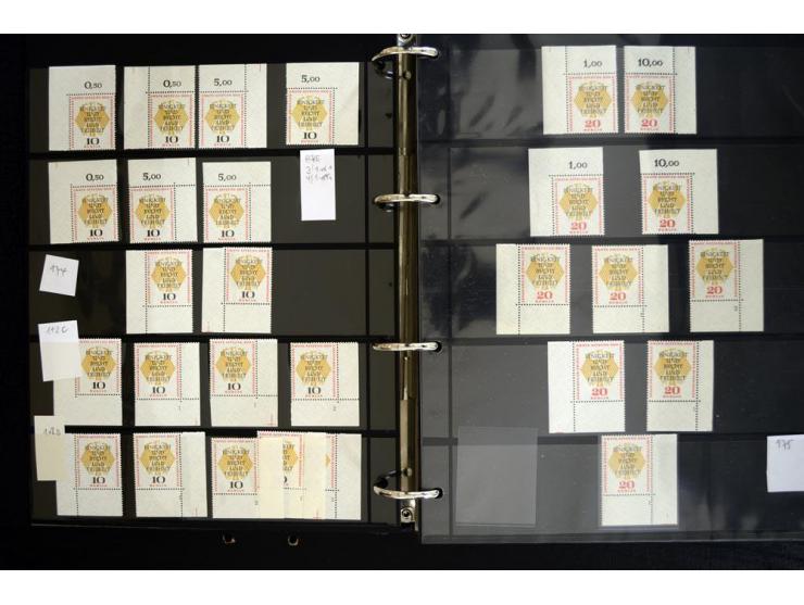 1948/90, postfrische Spezialsammlung, fast ausschließlich Rand- und vor allem Eckrandstücke, dabei auch Paare und 4er-Blocks,