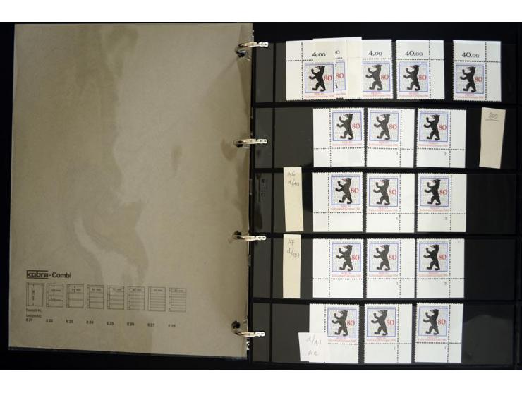 1948/90, postfrische Spezialsammlung, fast ausschließlich Rand- und vor allem Eckrandstücke, dabei auch Paare und 4er-Blocks,