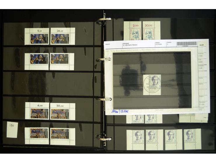 1948/90, postfrische Spezialsammlung, fast ausschließlich Rand- und vor allem Eckrandstücke, dabei auch Paare und 4er-Blocks,