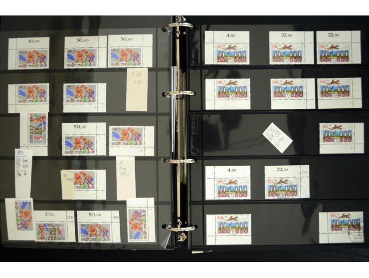 1948/90, postfrische Spezialsammlung, fast ausschließlich Rand- und vor allem Eckrandstücke, dabei auch Paare und 4er-Blocks,