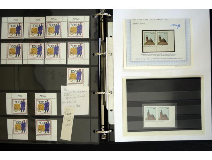 1948/90, postfrische Spezialsammlung, fast ausschließlich Rand- und vor allem Eckrandstücke, dabei auch Paare und 4er-Blocks,