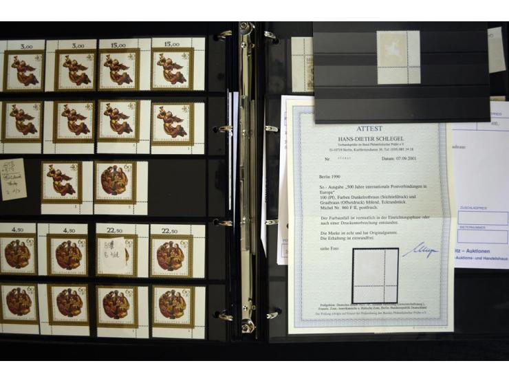 1948/90, postfrische Spezialsammlung, fast ausschließlich Rand- und vor allem Eckrandstücke, dabei auch Paare und 4er-Blocks,