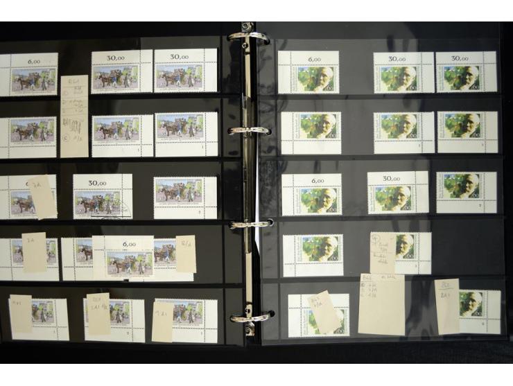 1948/90, postfrische Spezialsammlung, fast ausschließlich Rand- und vor allem Eckrandstücke, dabei auch Paare und 4er-Blocks,