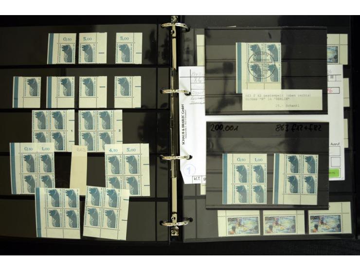 1948/90, postfrische Spezialsammlung, fast ausschließlich Rand- und vor allem Eckrandstücke, dabei auch Paare und 4er-Blocks,