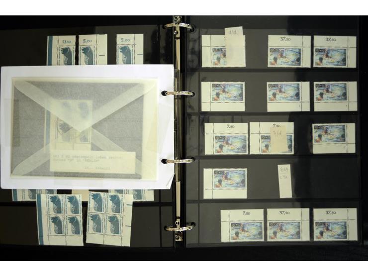 1948/90, postfrische Spezialsammlung, fast ausschließlich Rand- und vor allem Eckrandstücke, dabei auch Paare und 4er-Blocks,
