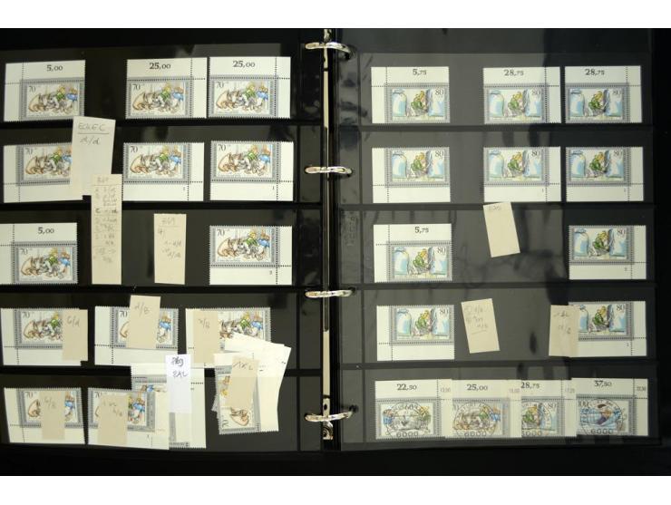 1948/90, postfrische Spezialsammlung, fast ausschließlich Rand- und vor allem Eckrandstücke, dabei auch Paare und 4er-Blocks,