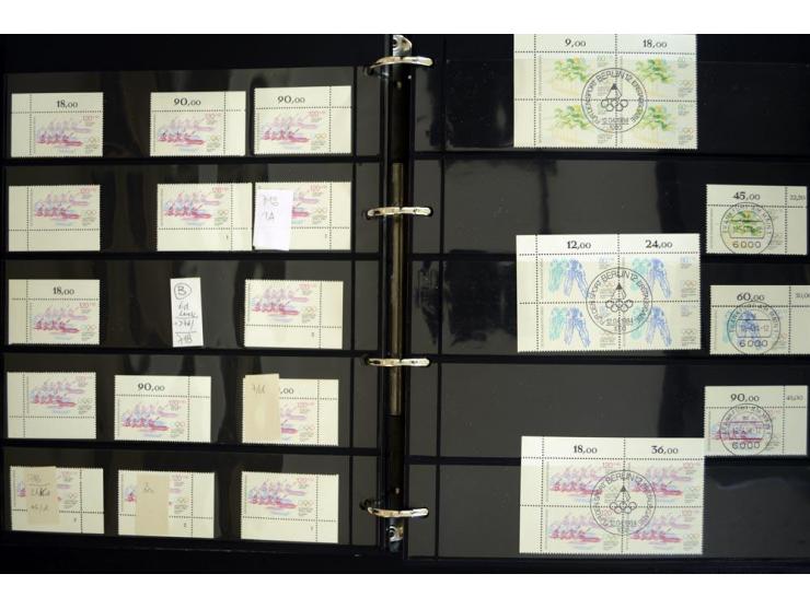 1948/90, postfrische Spezialsammlung, fast ausschließlich Rand- und vor allem Eckrandstücke, dabei auch Paare und 4er-Blocks,